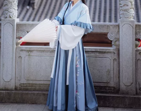 萤火虫原创晋制汉服 淡蓝色,整套三件,仅试穿