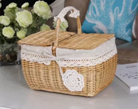 专柜正品 藤编柳编户外郊游旅游零食收纳篮水...