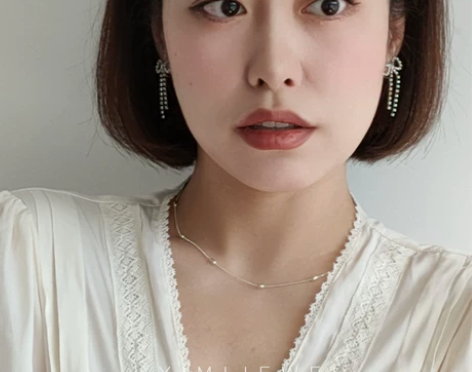 YIMIJEWEL银色钻石蝴蝶结气质长款耳...