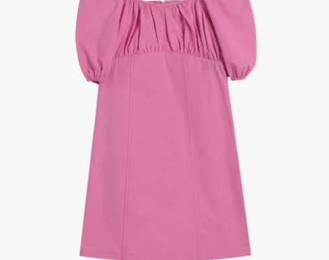 小野智恩 方领泡泡袖小清新连衣裙女小个子2...