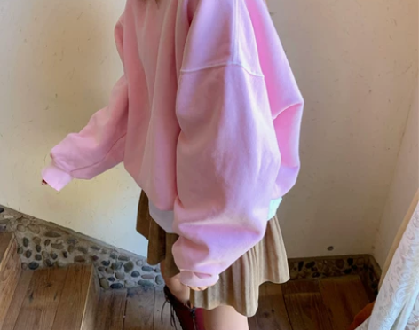 智研 现货韩国东大门冬季粉嫩嫩的纯色贴布设...