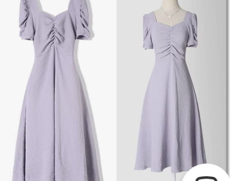 紫色泡泡袖连衣裙女夏小众设计感温柔气质桔梗...