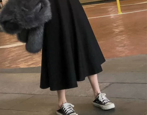 大摆裙a字伞裙长裙2020秋冬季高腰遮胯裙...