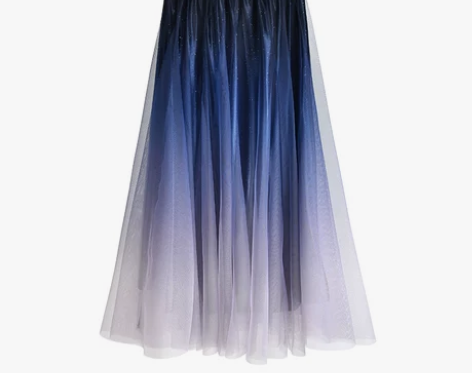 2022春季新款中长百搭渐变色网纱长裙女高...