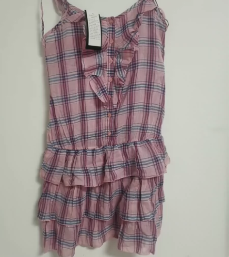 粉紫色格子蛋糕裙 百分百棉哈 没有内衬哦 ...