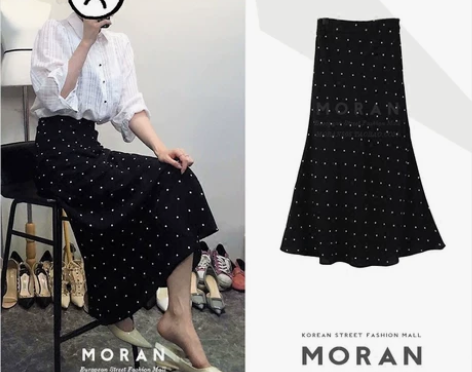 春夏新款韩版复古法式半身裙波点气质鱼尾裙a...