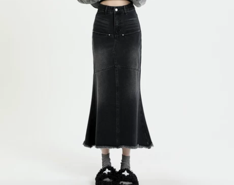 鱼尾半身裙高腰显瘦a字女2023年新款