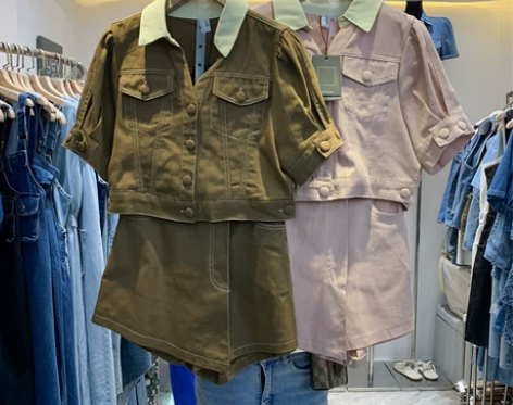 牛仔套装女2022夏装高级感短款轻熟风上衣...