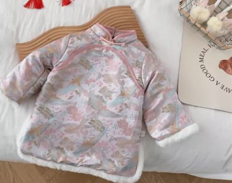 女童拜年服冬季洋气古风女宝宝夹棉旗袍裙儿童...