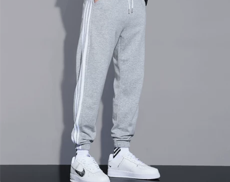 秋冬季运动裤男宽松束脚休闲长裤子条纹男生篮...