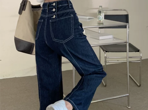 深色牛仔裤冬季2022新款复古时尚高腰设计...