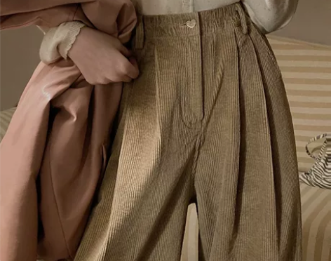 jmwomen灯芯绒阔腿高腰休闲裤女春季日...