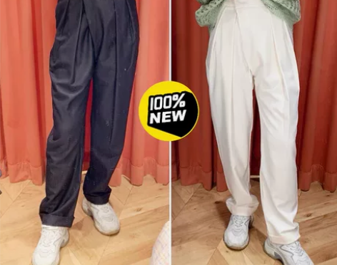 bab b+ab 简约不对称高腰直筒休闲裤...