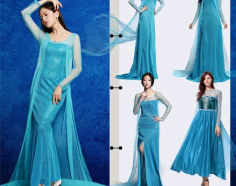 冰雪奇缘cos艾莎爱莎Elsa女王裙大人成...