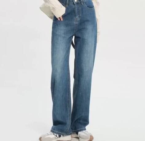 复古高腰阔腿牛仔裤显瘦小个子直筒拖地xs无...