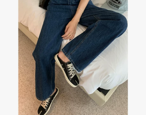 A7seven秋季新款复古深蓝色牛仔裤女高...