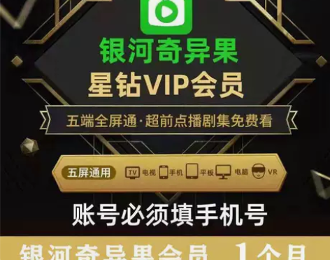 爱奇艺银河奇异果 电视端星钻会员月卡季卡年...