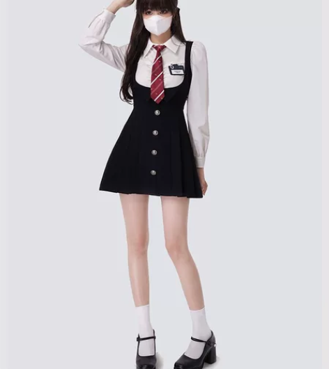 校园小说女主 假两件连衣裙女秋学院风长袖百...