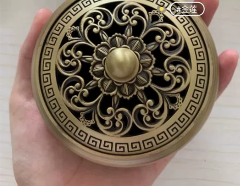 全新纯铜金莲熏香炉室内家用线香盘香塔香檀香...