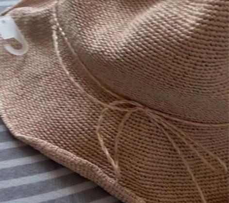 手工亮丝草帽全新可折叠 浅粉色