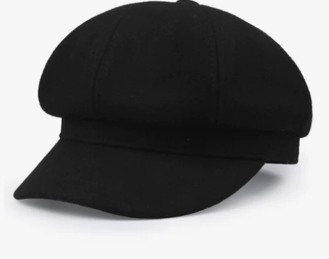 真蔚黑色羊毛八角帽大码大头围贝雷帽复古英伦...