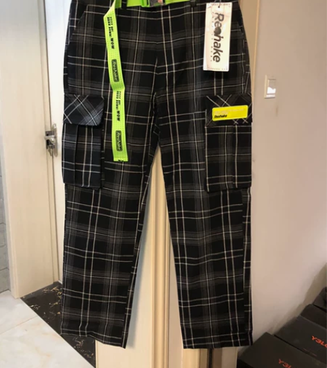 马克华菲潮牌型格休闲裤格子工装裤 剩下S/...