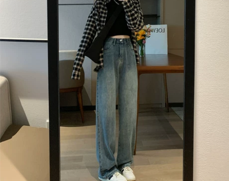 牛仔裤女 牛仔裤女裤高腰阔腿女春装2023...