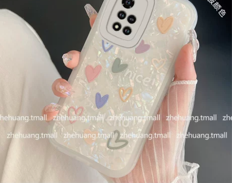 日韩磨砂英文彩色爱心适用红米note11p...