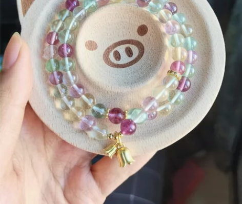 冰淇淋配色萤石双圈设计款手串 珠子都是天然...