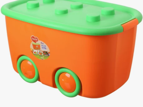 特大号塑料整理箱 卡通滑轮收纳箱 宝宝儿童...