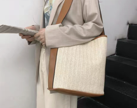 转卖包包女包新款2021夏日韩潮百搭草编织...