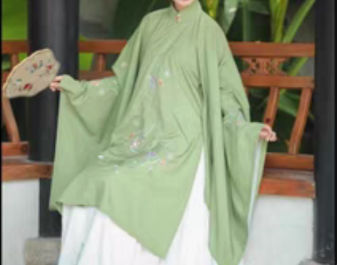 包邮玉术家《念香衾》绿立领长衫+下裙 感兴...