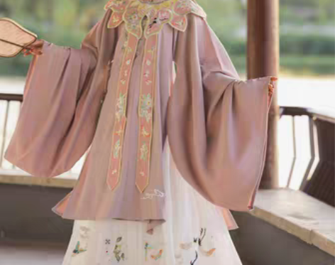 转卖玉术原创汉服女明制立领斜襟长衫褶裙刺绣...