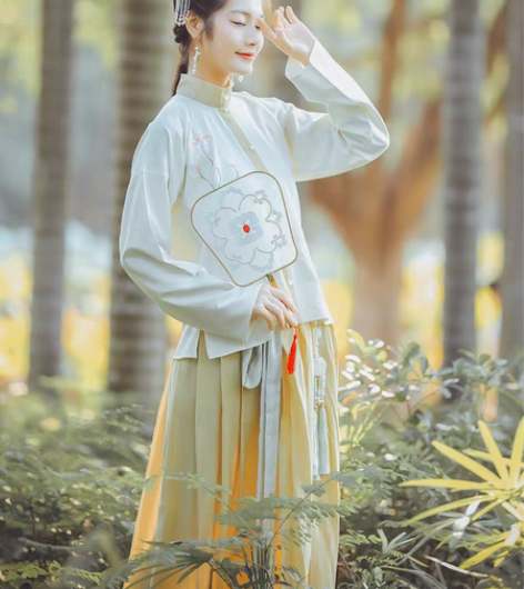 华姿仪赏秋忆原创汉服女装绣花立领袄裙交领套...