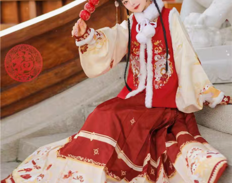 转卖裳云兮原创《福兔》明制汉服女兔年新年比...