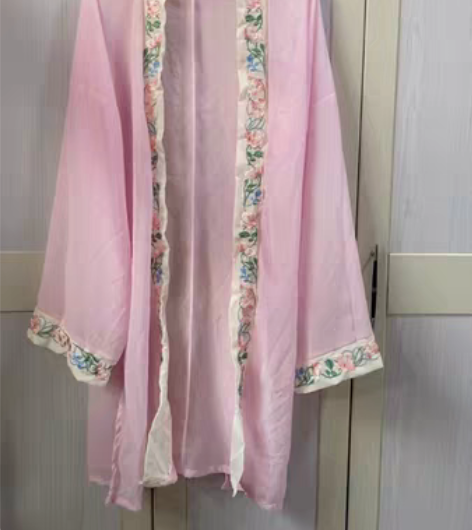 粉红色重工刺绣绣花长褙子汉服m码 压箱底了...