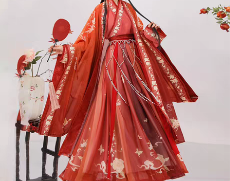 转卖蝉佩新款原创风汉服女中国风宋制红色交领...