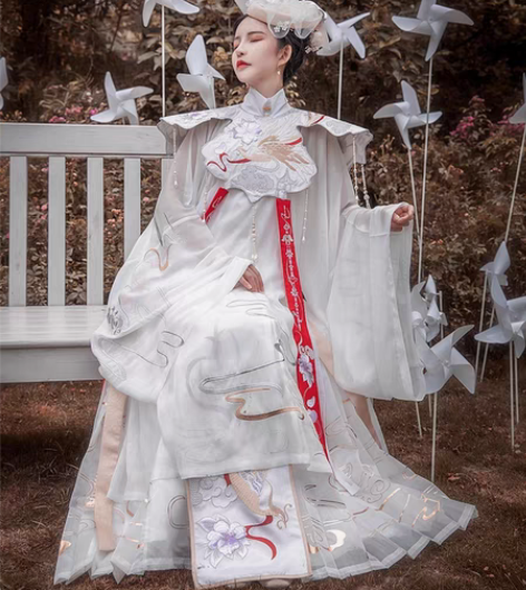 包邮都城南庄汉服白月光云肩传统汉服百迭裙 ...