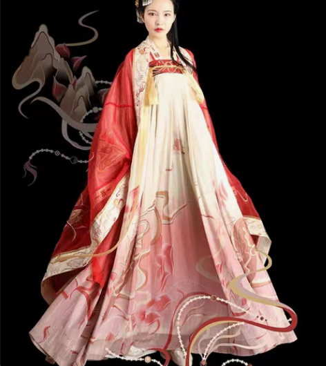 包邮都城南庄汉服麒麟齐胸襦裙东月水麒麟红色...