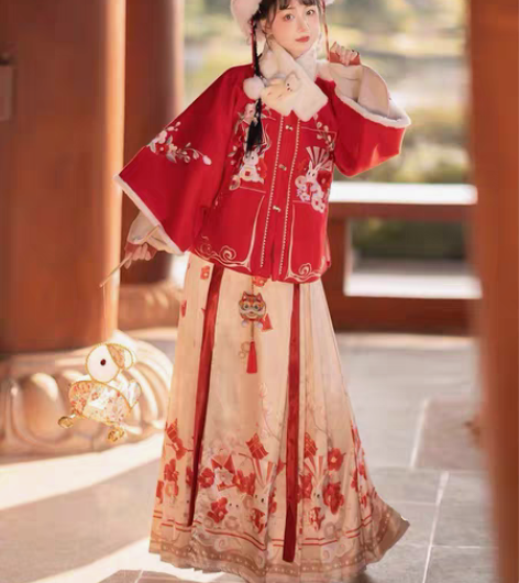 【出租】恋霜玉兔迎福汉服女装原创秋冬款马面...