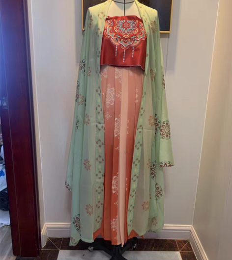 包邮唐制原创汉服女夏季唐风刺绣诃子裙大袖衫...