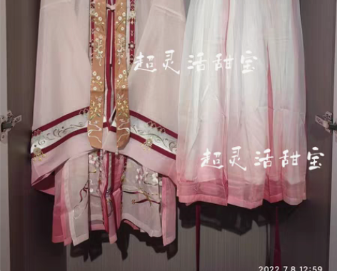 包邮都城南庄明制汉服人面桃花长衫渐变下裙花...