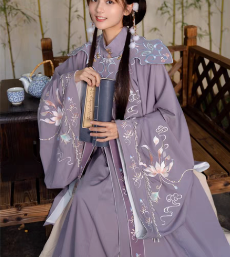 转卖清梳原创西府幽兰明制汉服立领长袄刺绣云...