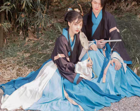 包邮五五年原创汉服【墨羽】晋制三件套 九米...