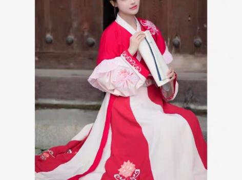 五五年花灯结红色m码晋制汉服，仅穿一，现在...