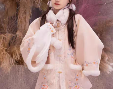 包邮五五年原创汉服女 其乐绒绒 明制加绒方...