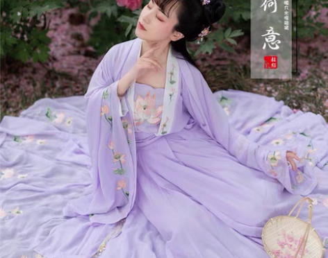 转卖赭颜汉服 荷意 传统汉服绣花大袖衫对襟...