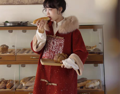 转卖七月夕汉服+祈年+汉元素连帽补袍 s码...