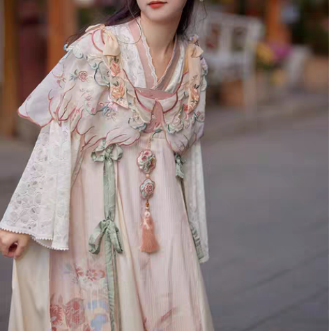 包邮七月夕国风汉服 空谷 吊带齐胸裙交领上...