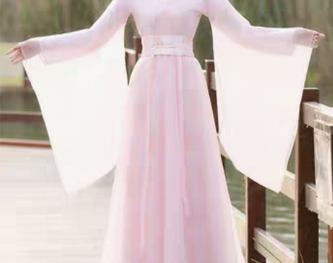 转卖汉服夏季薄款女粉色广袖流仙裙超仙气古风...